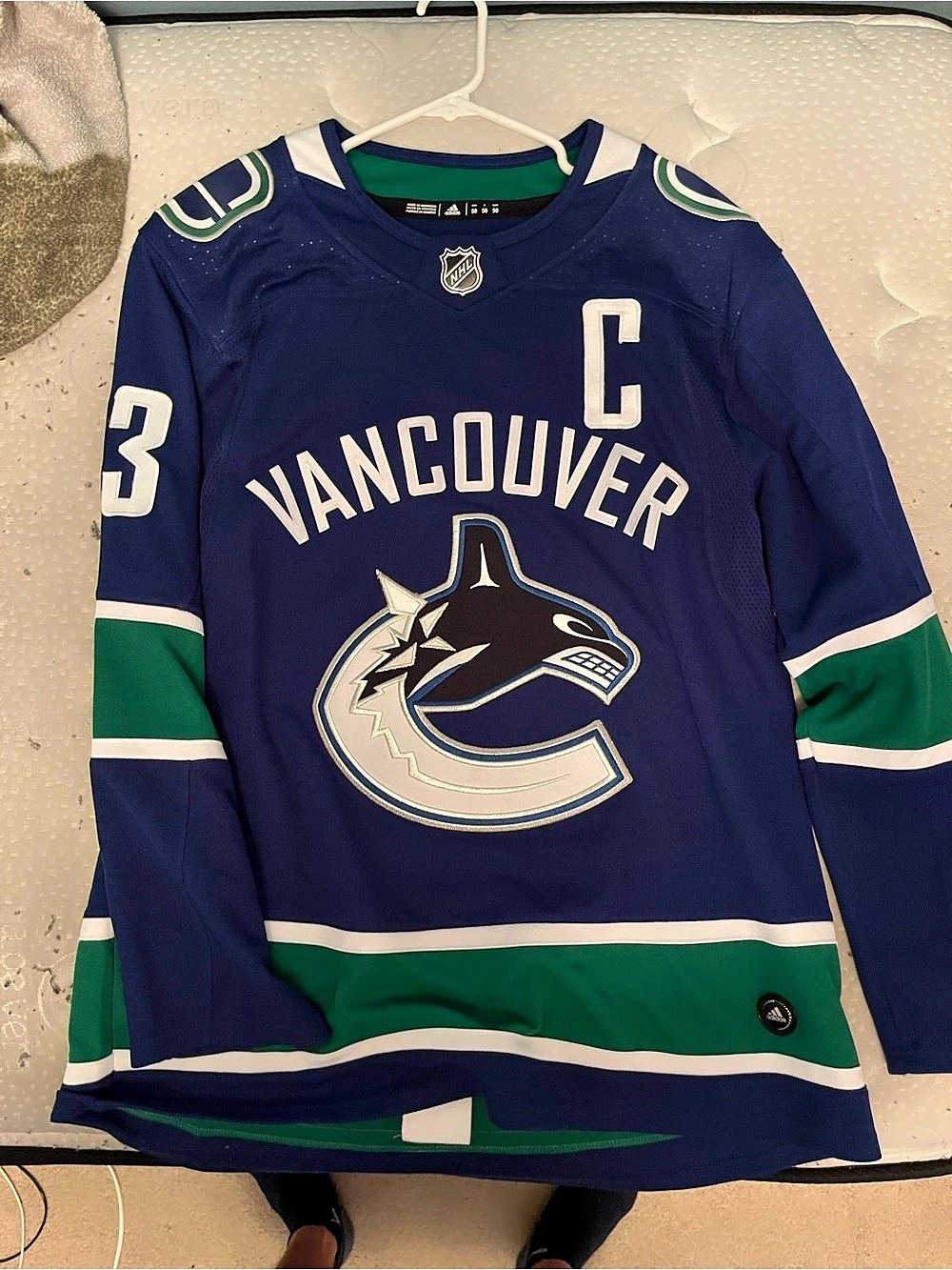 adidas Vancouver Canucks Henrik Sedin Adidas Authentic Home Jersey Blue & Green